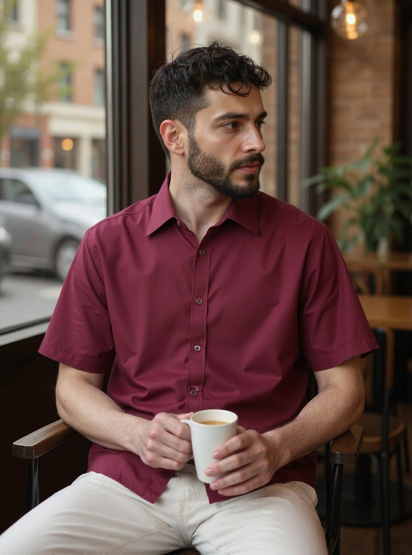 Burgundy Relaxed Fit Tencel™ Shirt