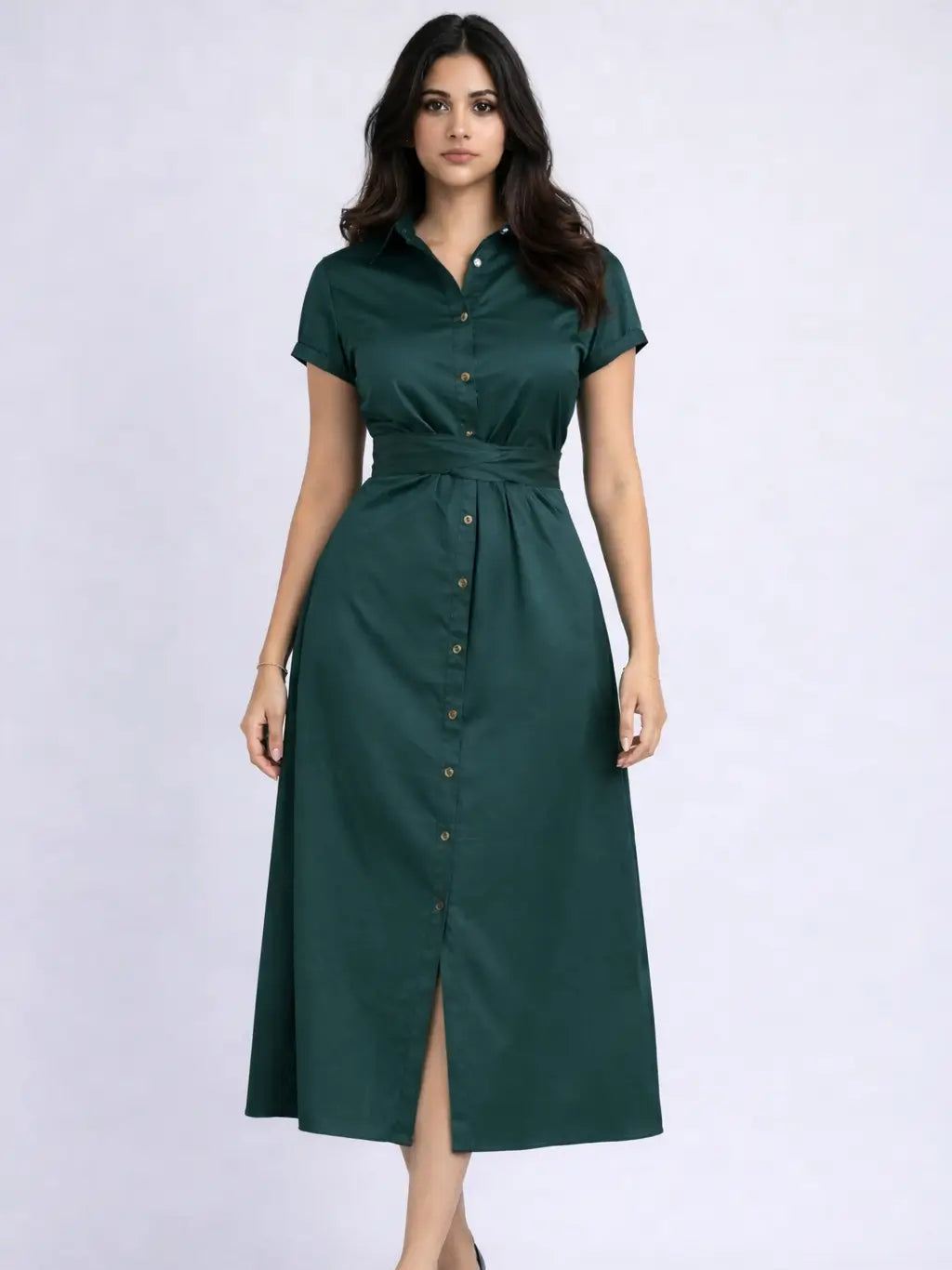 Corp Cotton Satin Green Dress for Women – Cove and Lane