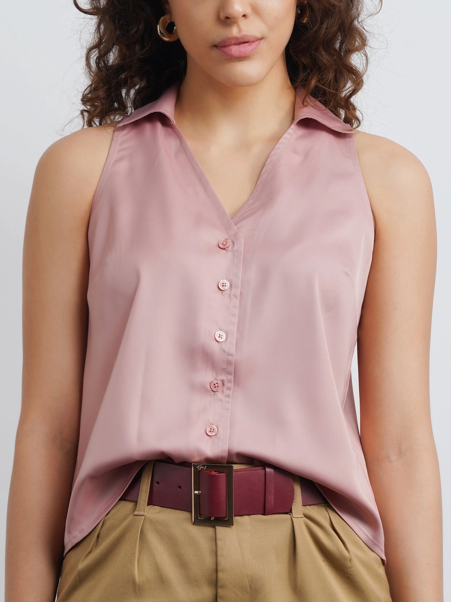 Cicilia Satin Top - Dusty Pink