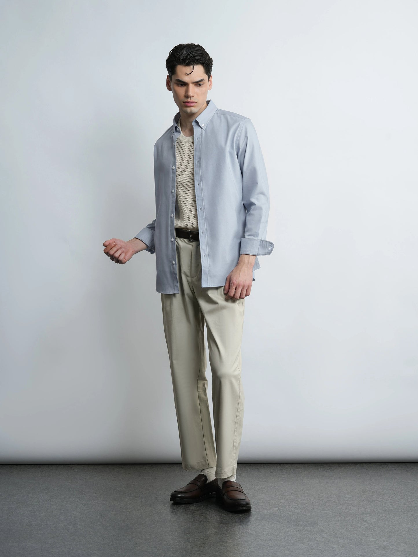 Cotton Oxford - Pastel Blue Slim Fit Shirt