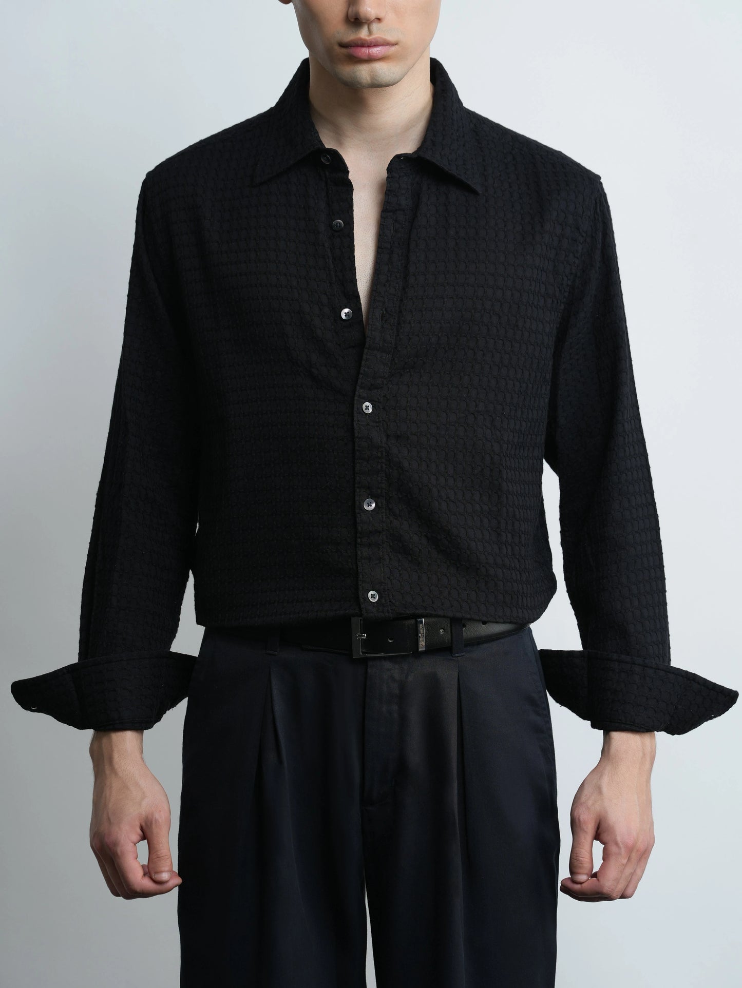 Azkaban - Dobby Cotton Black Regular Fit Shirt