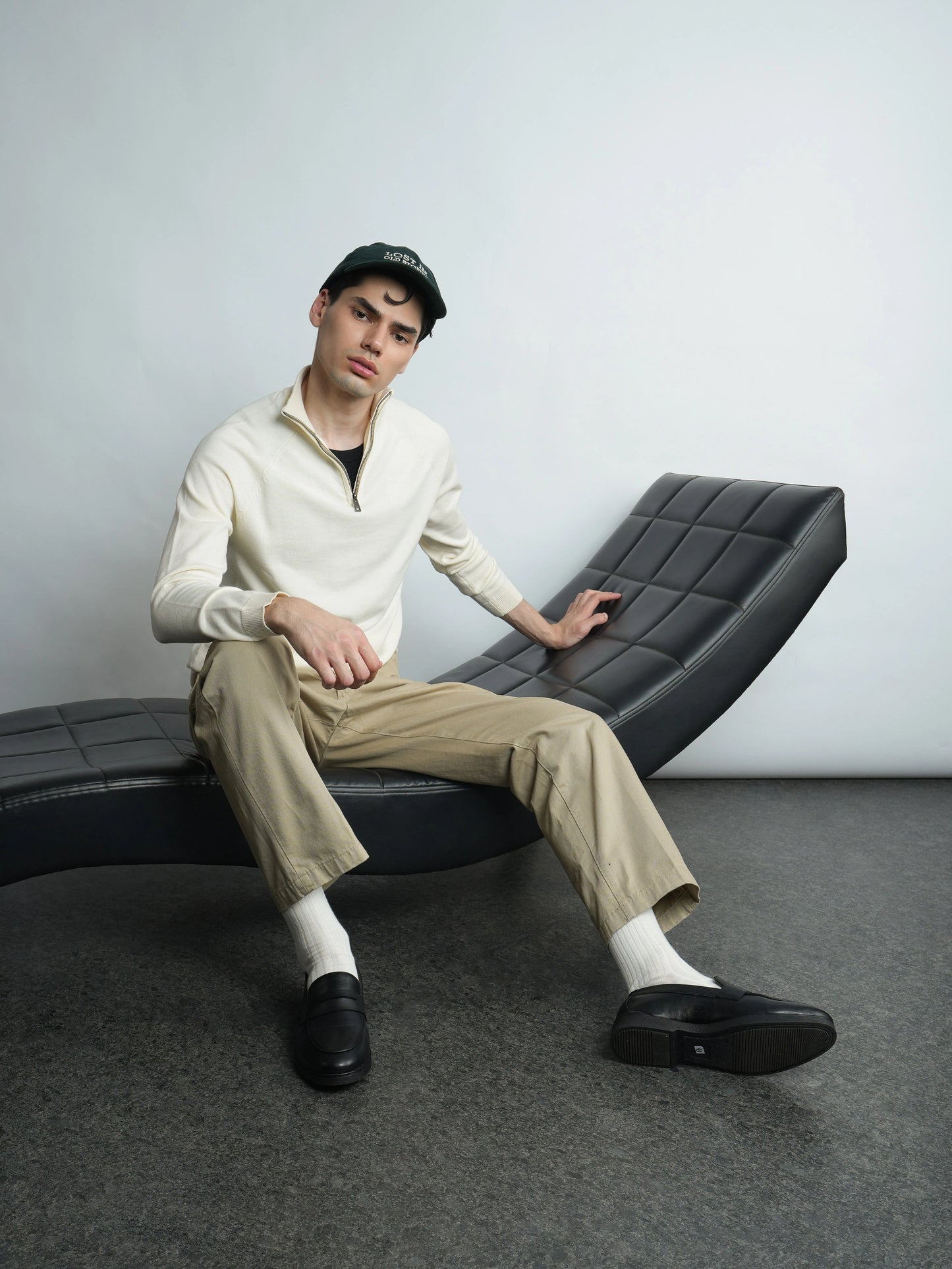 Ridge Half Zip Pullover - Cream