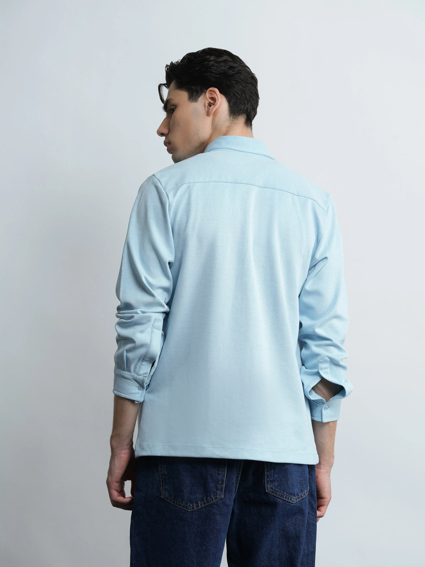 Knit Shirt Slim Fit - Sky Blue