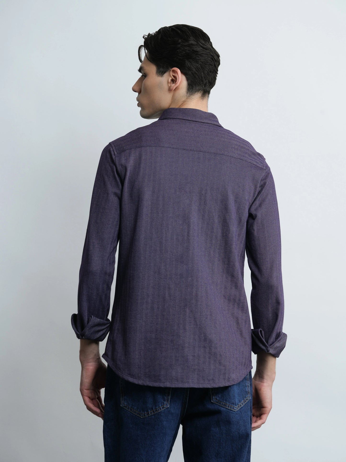 Roberto Knit Shirt Herringbone - Royal Blue