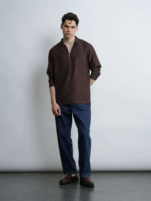 vantage - mocha relaxed fit shirt