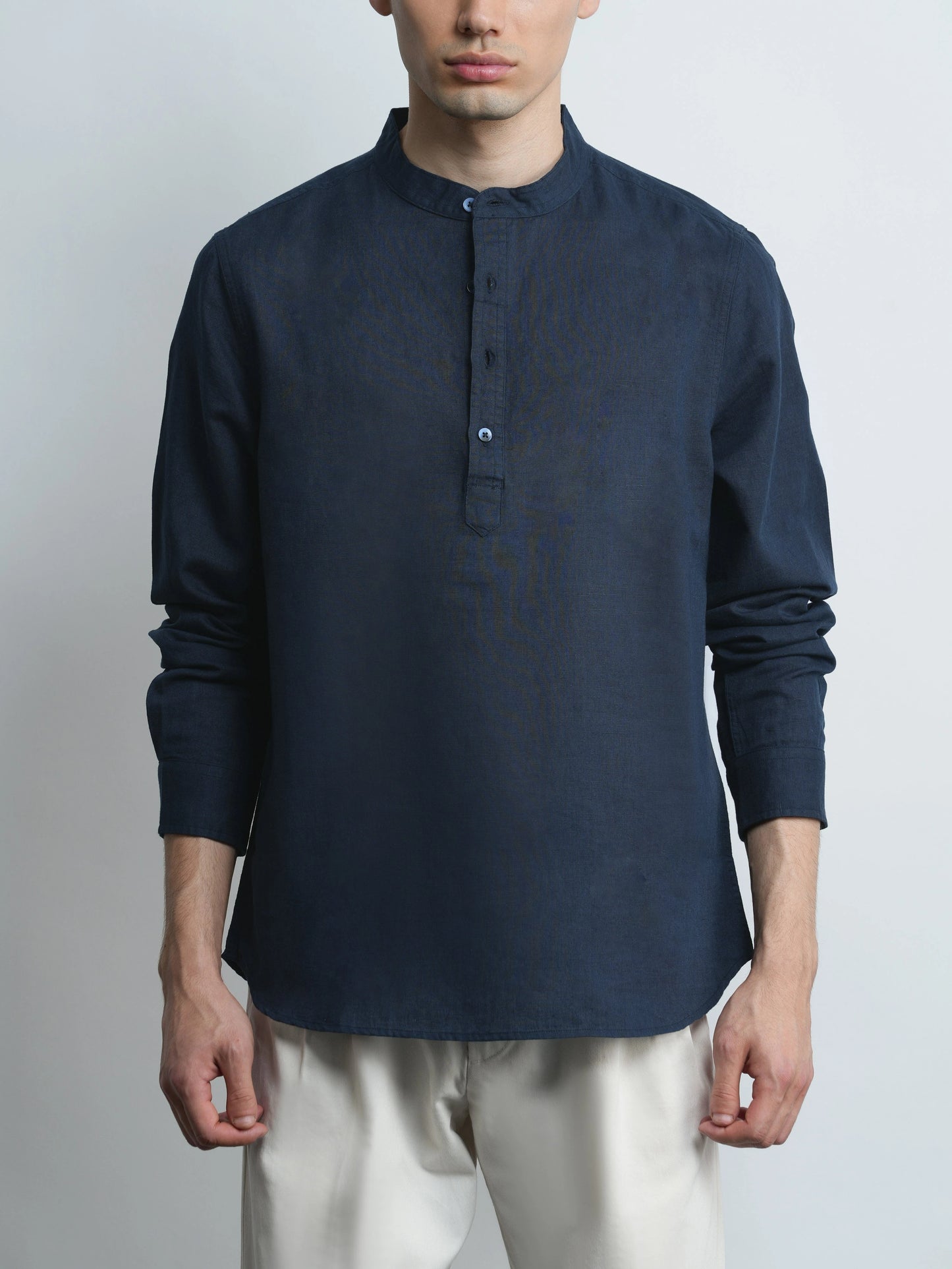 Kensington - Navy Linen Relaxed Fit Shirt