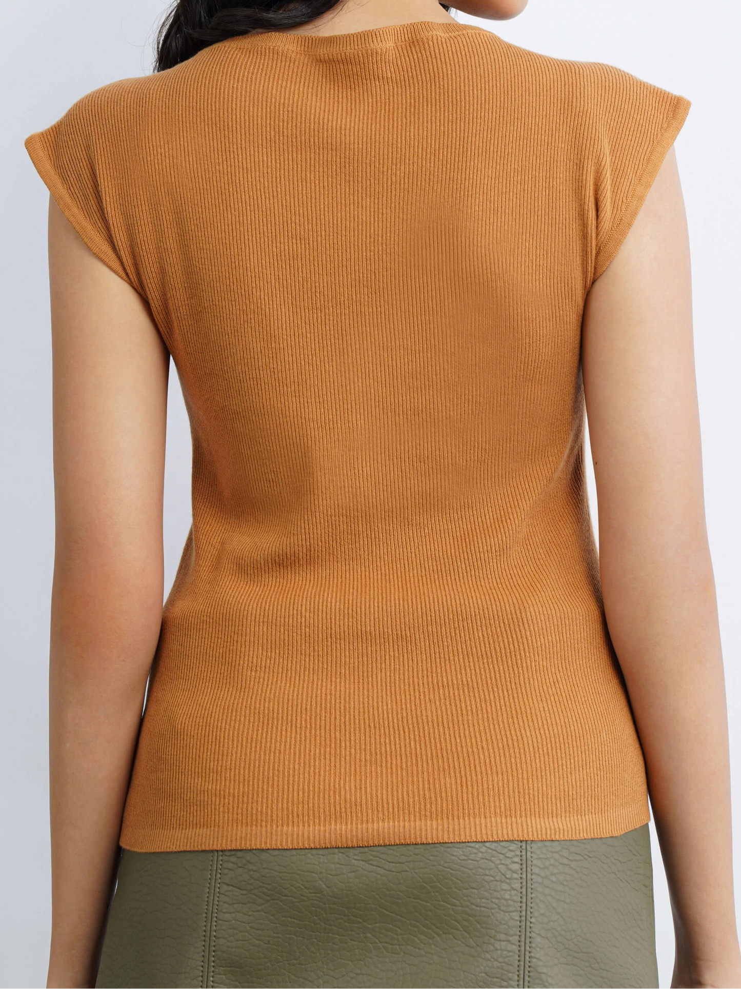 Boat Neck Flat Knit - Caramel