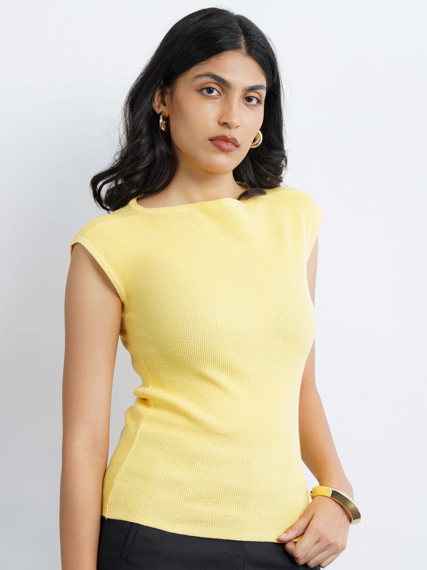 Boat Neck Flat Knit - Popcorn Yellow