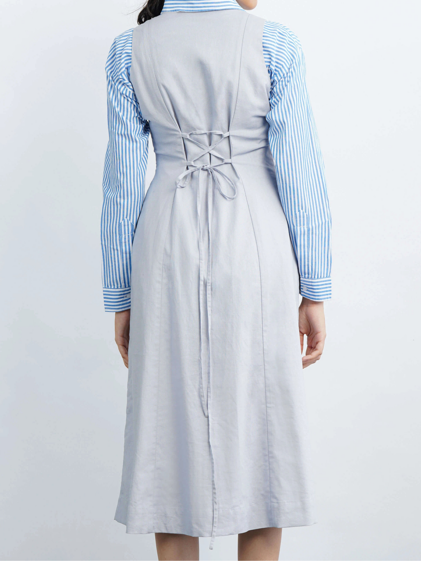 Nina Linen Midi Dress - Pastel Blue