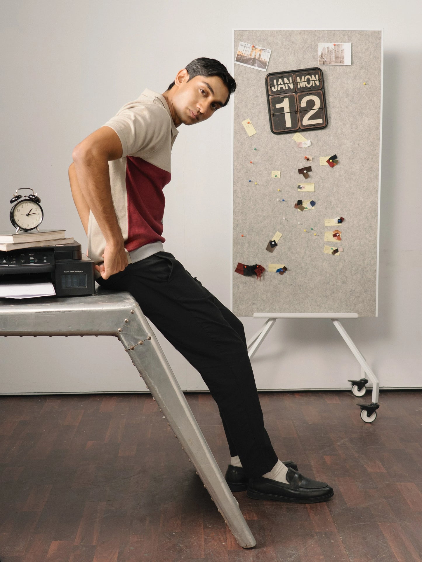 Colourblock Cotton Polo - Burgundy