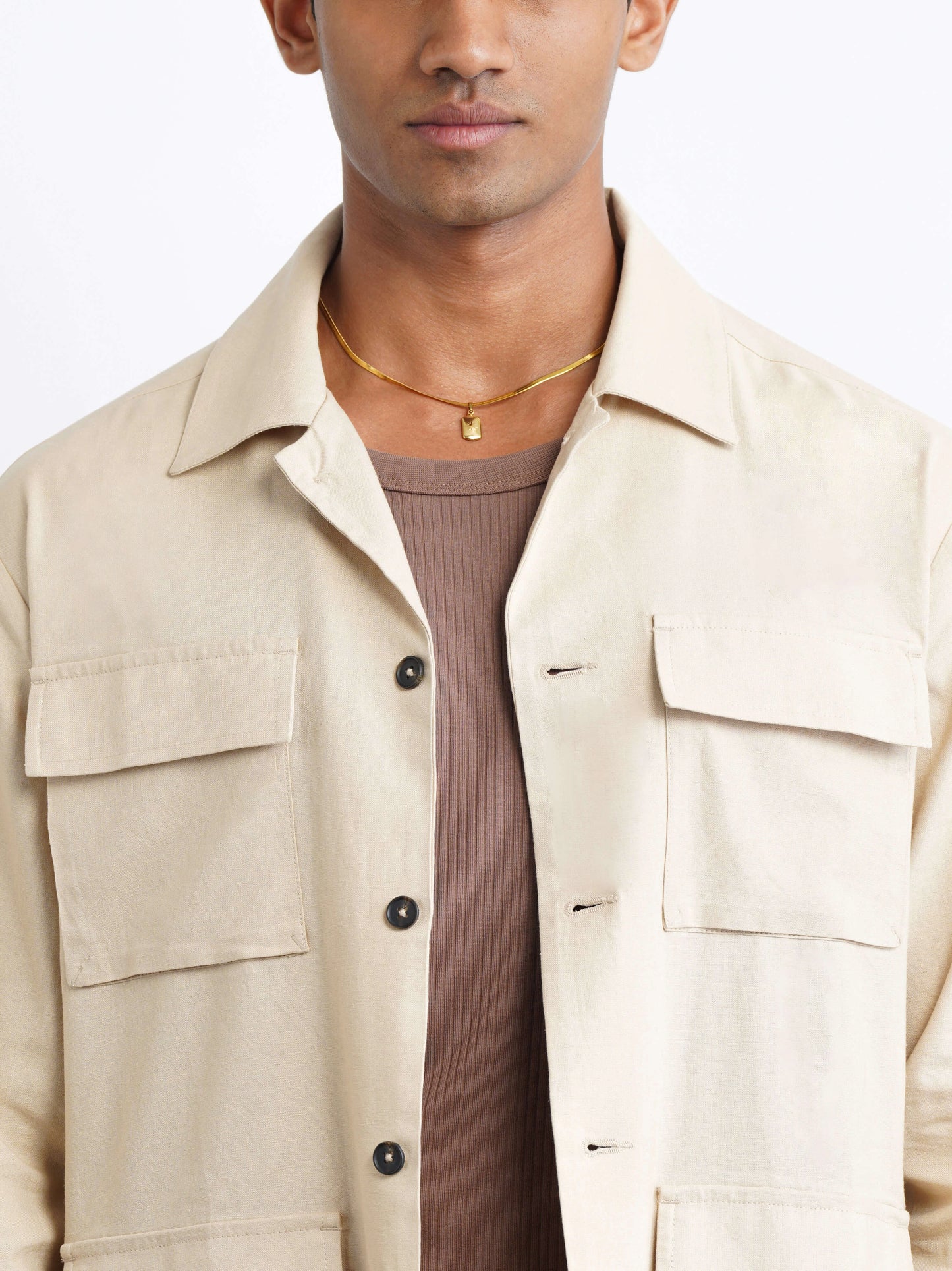 Hamptons Linen Shacket - Beige