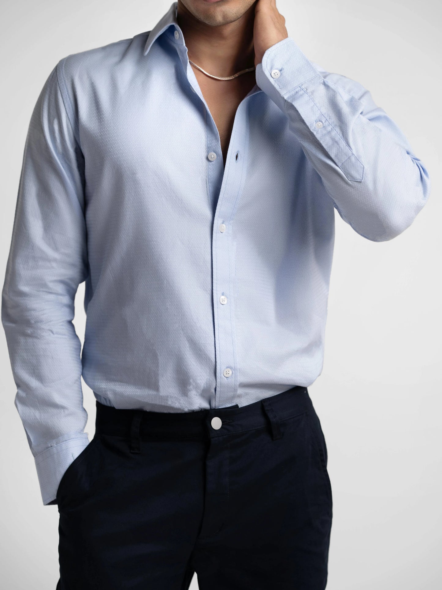 Montclair - Dobby Cotton Sky Blue Slim Fit Shirt