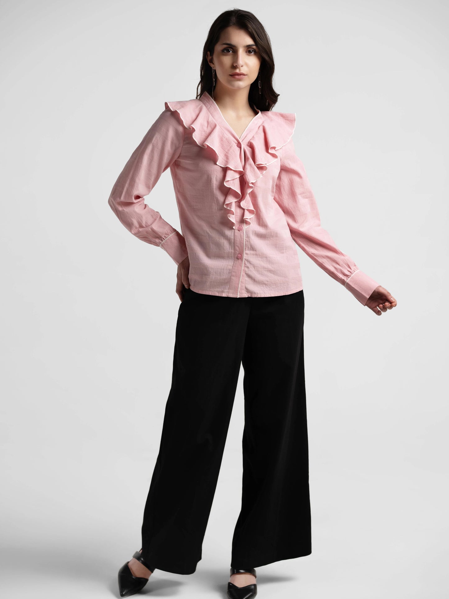 Ruffle Collar Top - Pink
