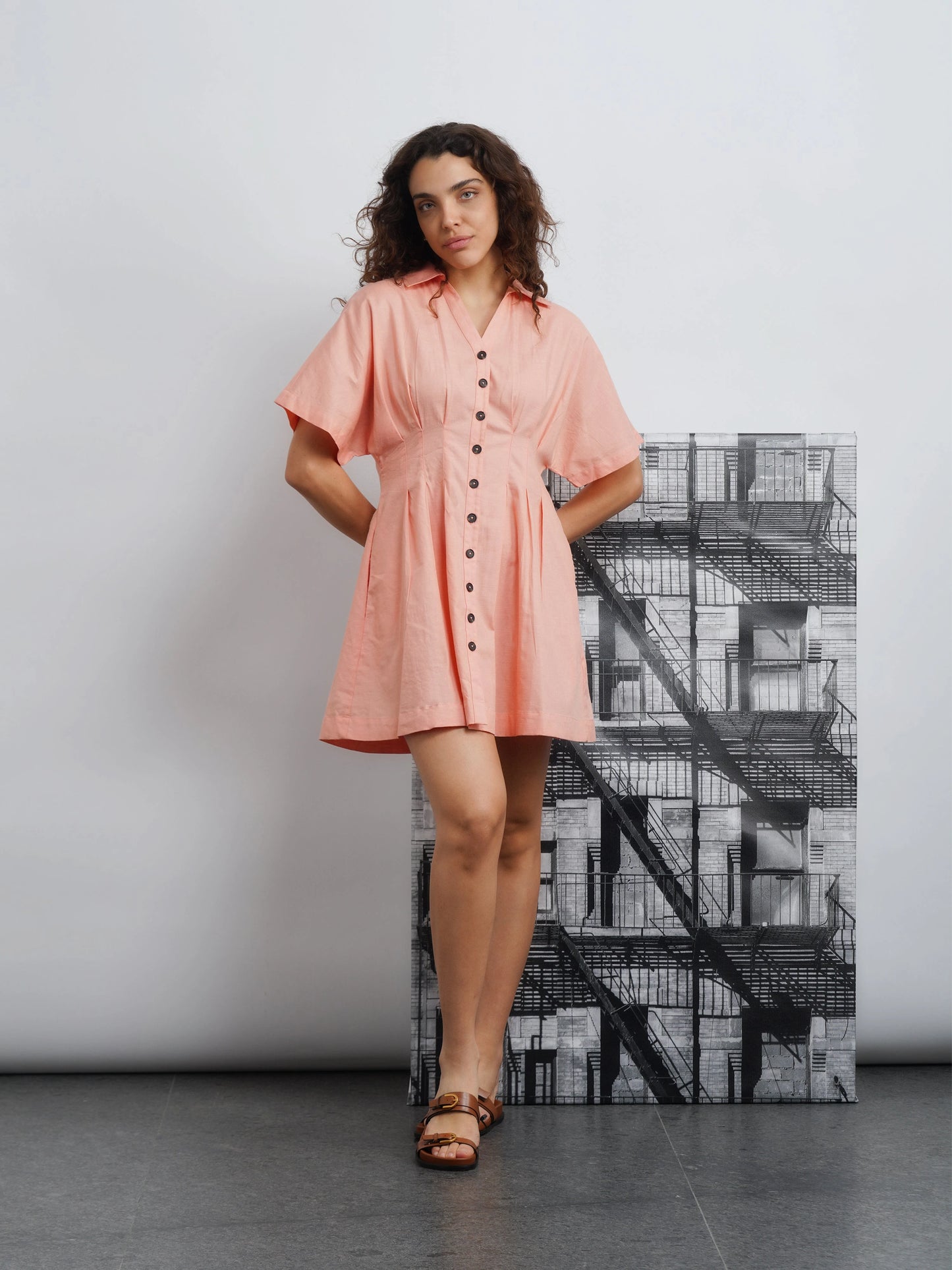 Cotton Dress - Peach Melon