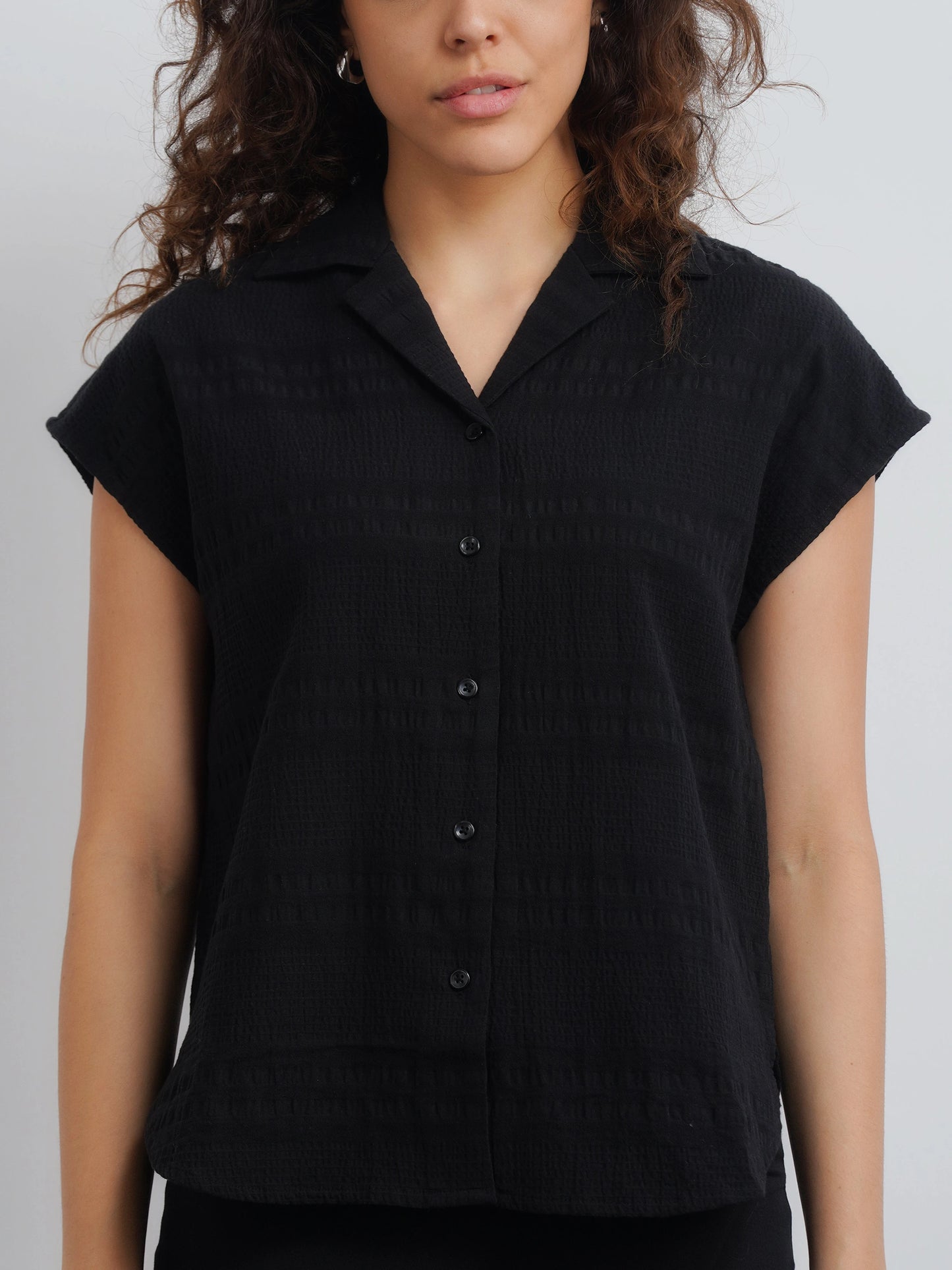 Textured Camp Shirt - Black