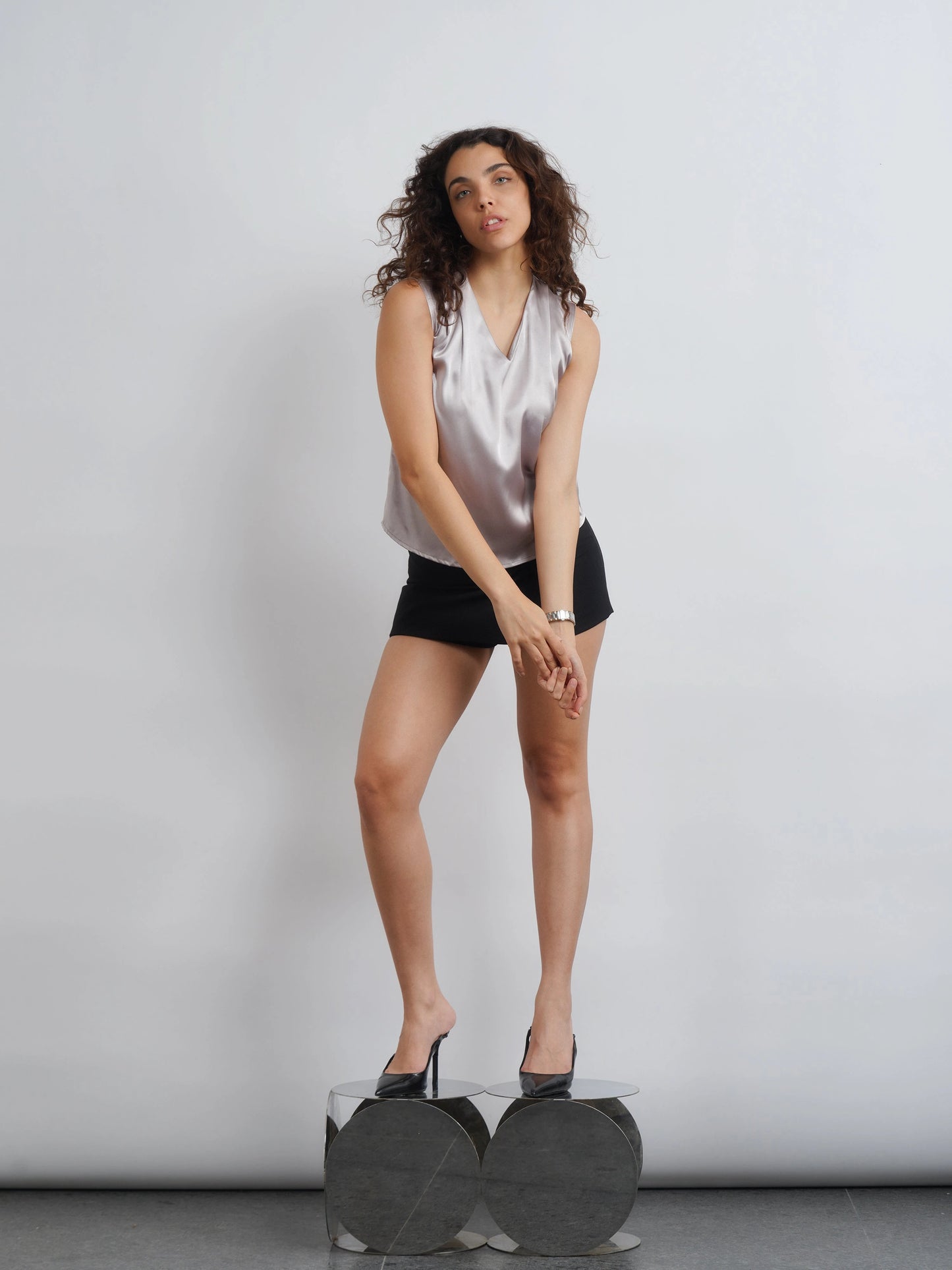 Satin Top - Silver Champagne