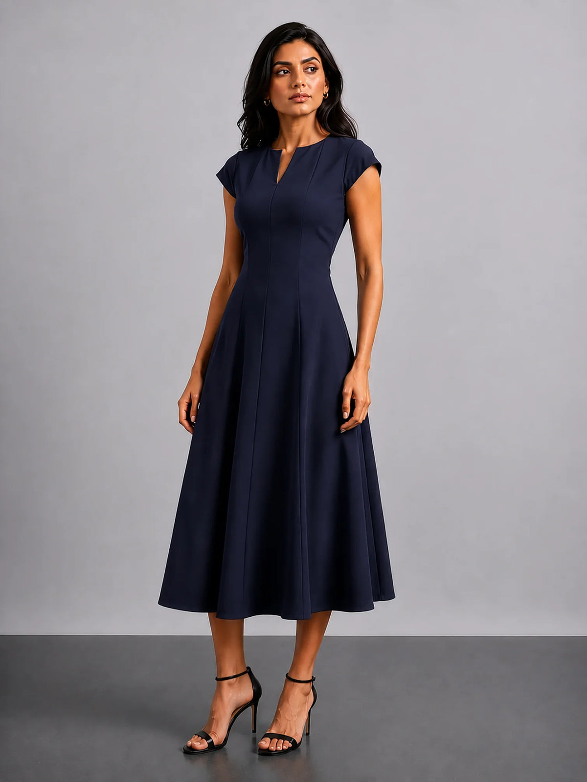 Classic Midi Dress in SoftSuit™- Navy