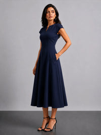 Classic Midi Dress in SoftSuit™- Navy