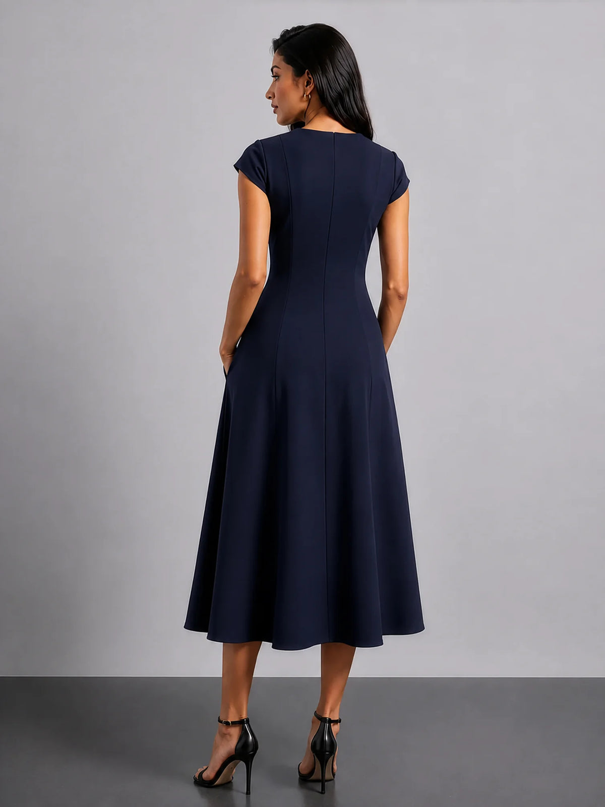 Classic Midi Dress in SoftSuit™- Navy