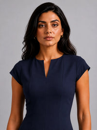 Classic Midi Dress in SoftSuit™- Navy