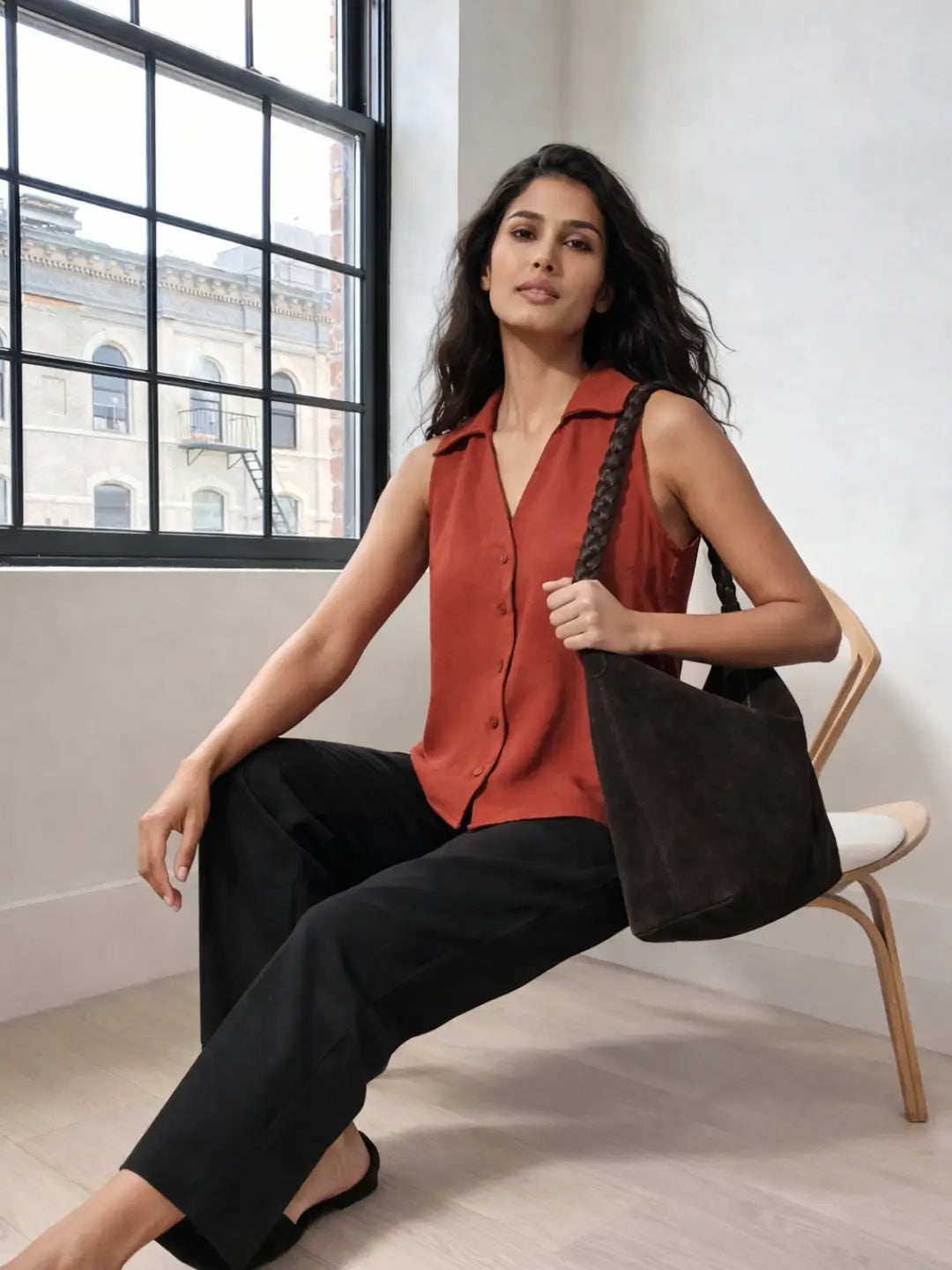 Cicilia Top in CrepeSway™ - Brick Red
