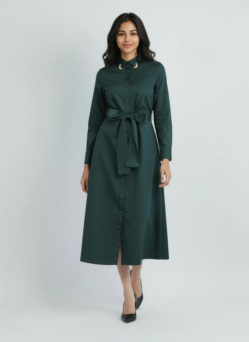 corp dress - cotton satin green