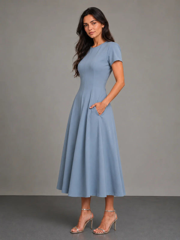 Essential Midi Dress in SoftSuit™ - Steel Blue