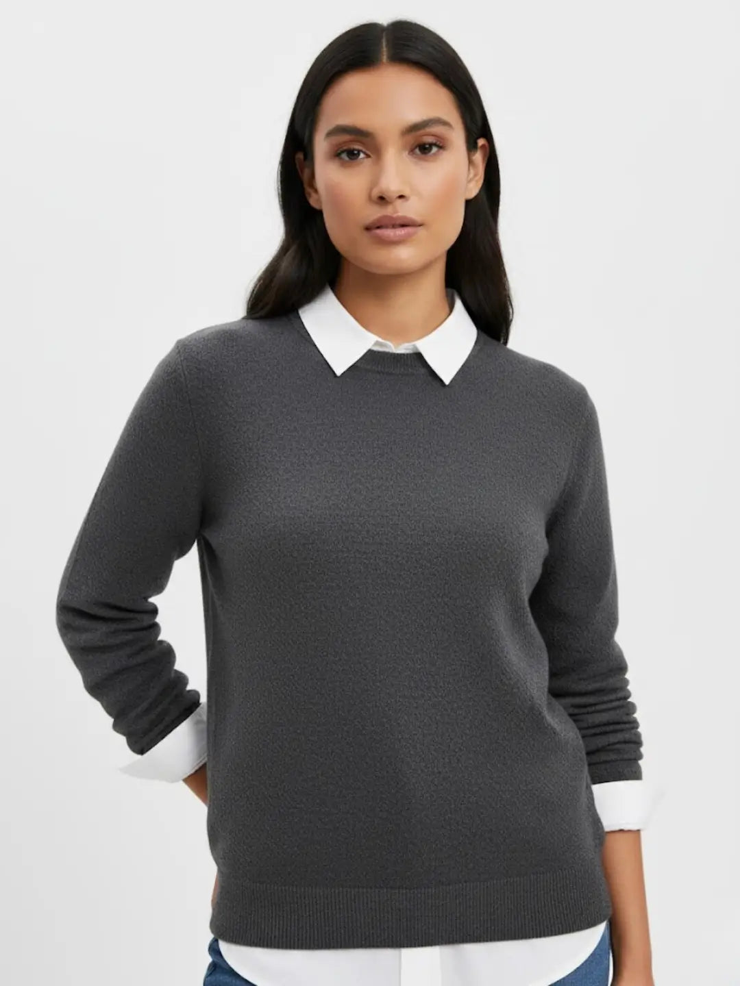 Oversized Knit Pullover - Slate Grey