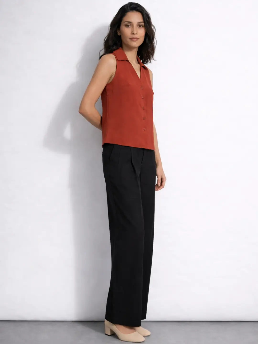 Cicilia Top in CrepeSway™ - Brick Red