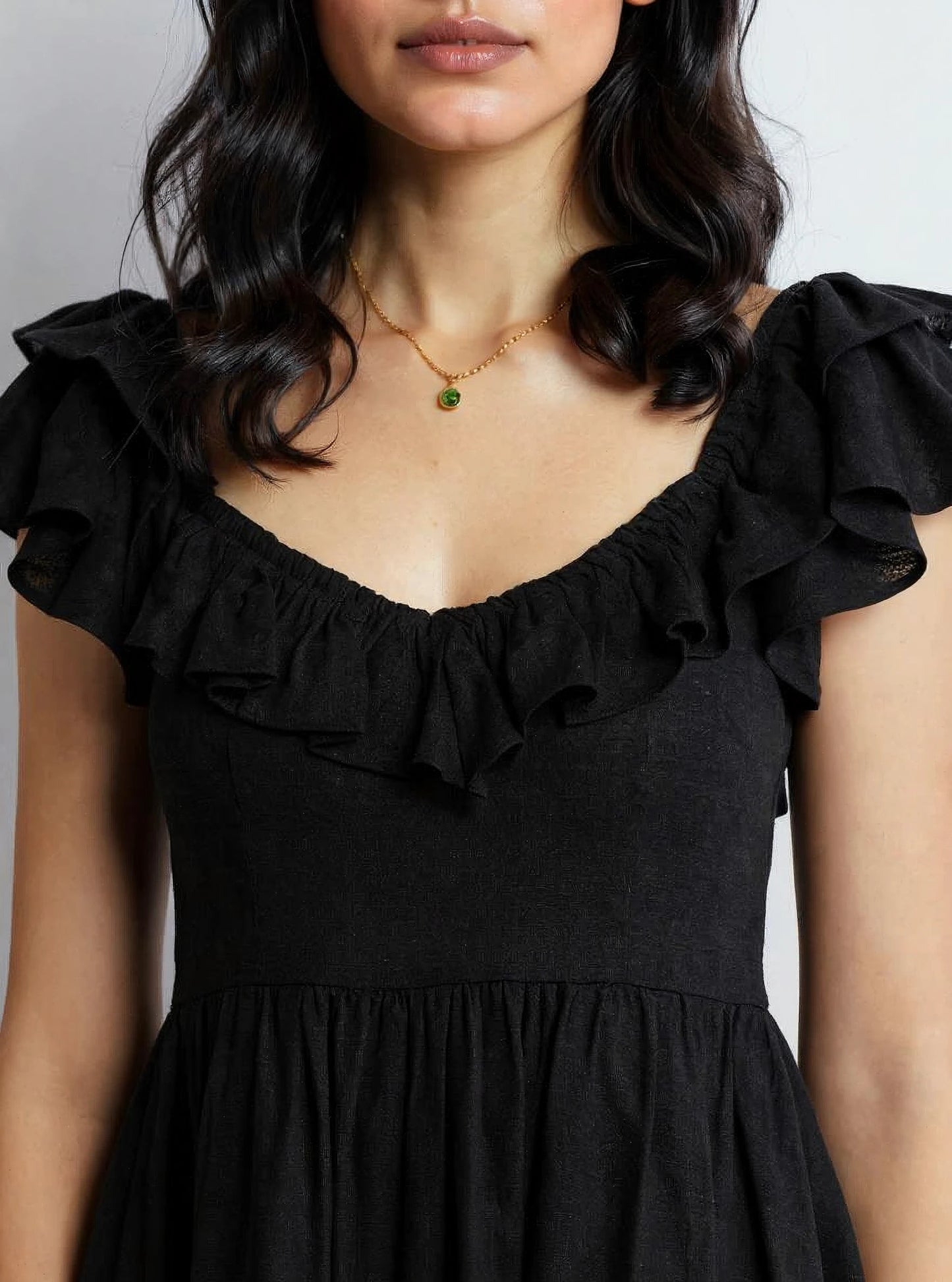 Ruffle Muse Linen Dress