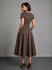 Midi Dress for Women in Mocha - Back View
