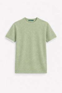 Textured Knit Oversized Tee - Pista Green
