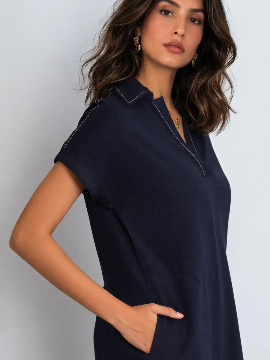 Madlyn AirLinen™ Dress - Navy