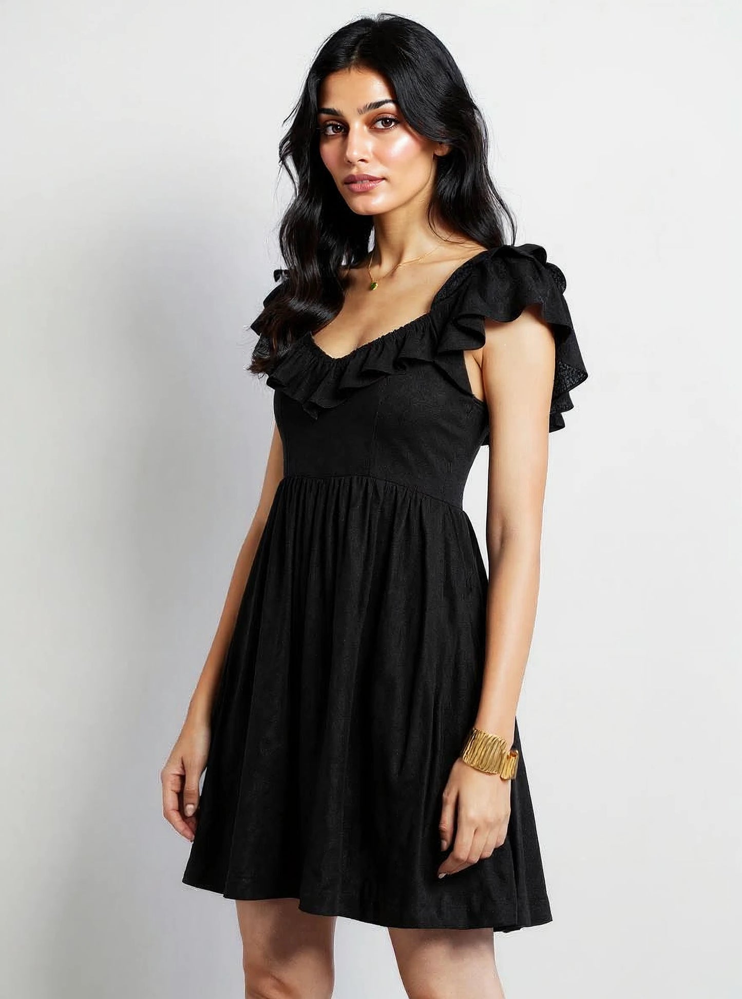 Ruffle Muse Linen Dress