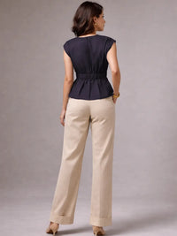 Pleated AirLinen™ Top - Navy