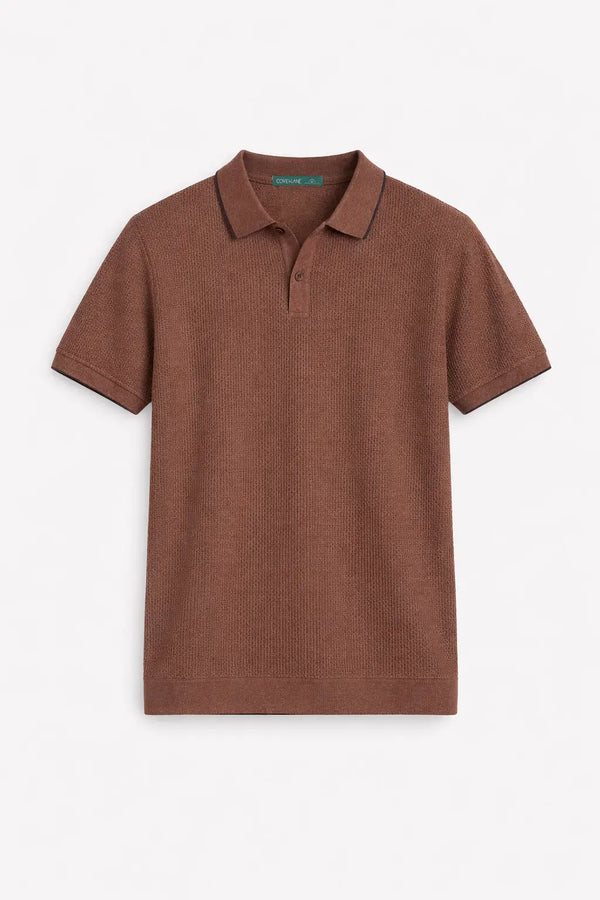 3D Knit Cotton Polo Regular Fit - Deep Mocha