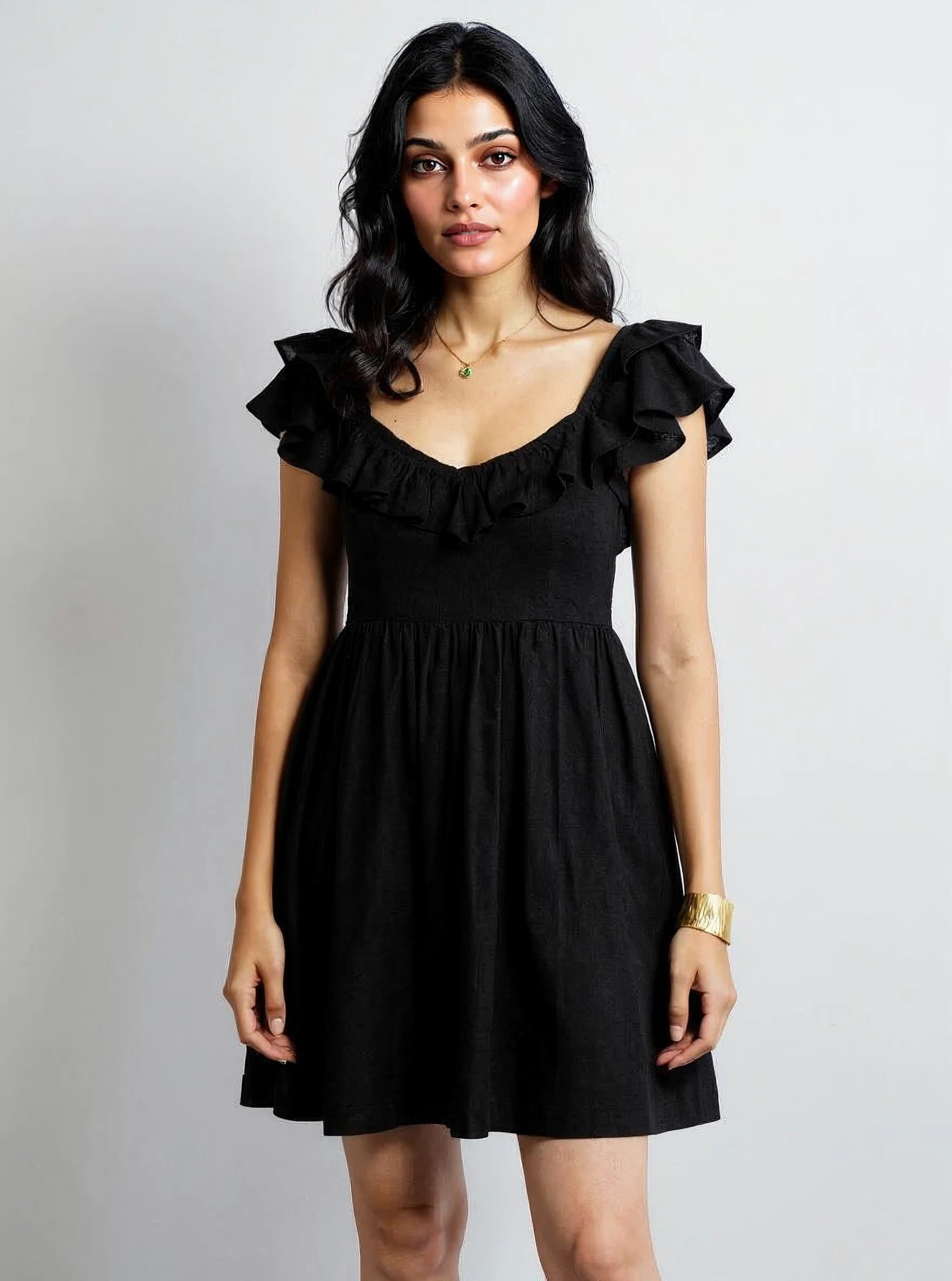 Ruffle Muse Linen Dress