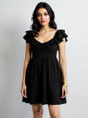 Ruffle Muse Linen Dress