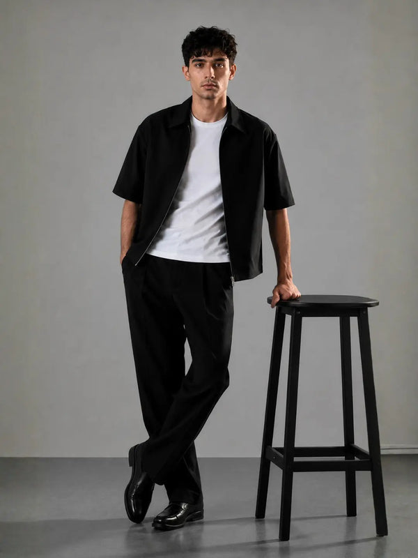 Oliver Shacket in SoftSuit™ Fabric - Black
