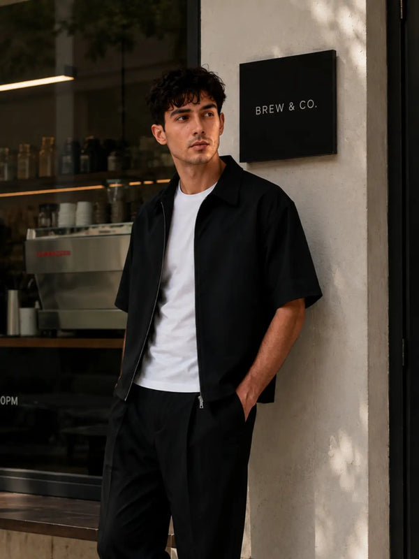 Oliver Shacket in SoftSuit™ Fabric - Black