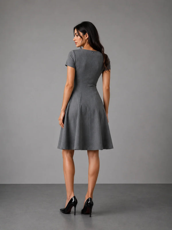 Corp Core SoftSuit™ A-line Dress - Stone Grey