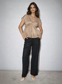 Satin Pleated Top - Bronze