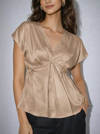 Satin Pleated Top - Bronze