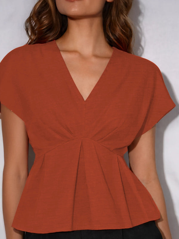 CrepeSway™ Pleated Top - Burnt Orange