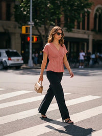 CrepeSway™ Pleated Top - Coral Pink