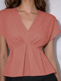 CrepeSway™ Pleated Top - Coral Pink