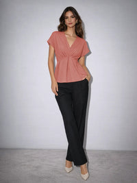CrepeSway™ Pleated Top - Coral Pink