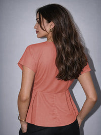 CrepeSway™ Pleated Top - Coral Pink