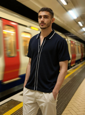 Accented Knit Shirt - Navy