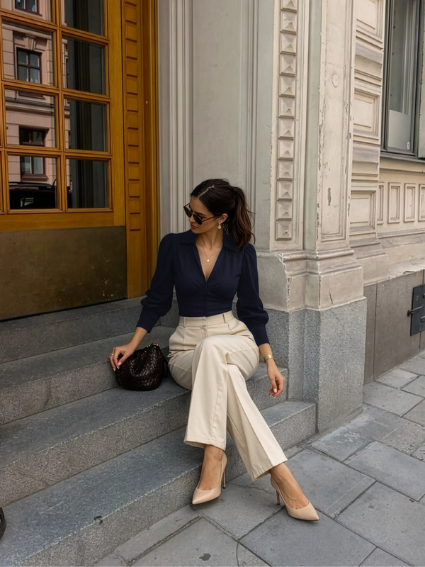 Arlo Top in AirLinen™ - Navy